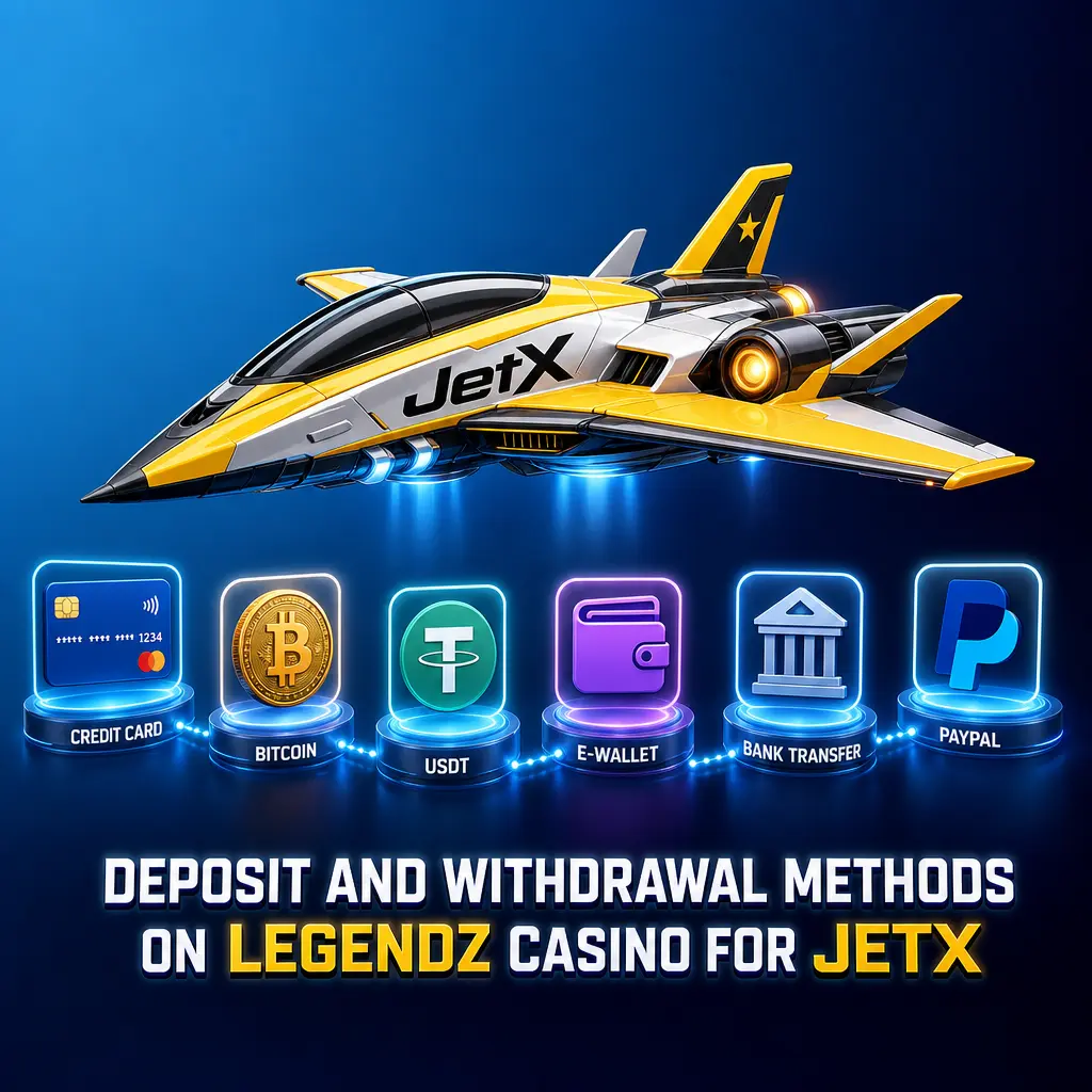 Deposit and withdrawal options for JetX on Legendz Casino