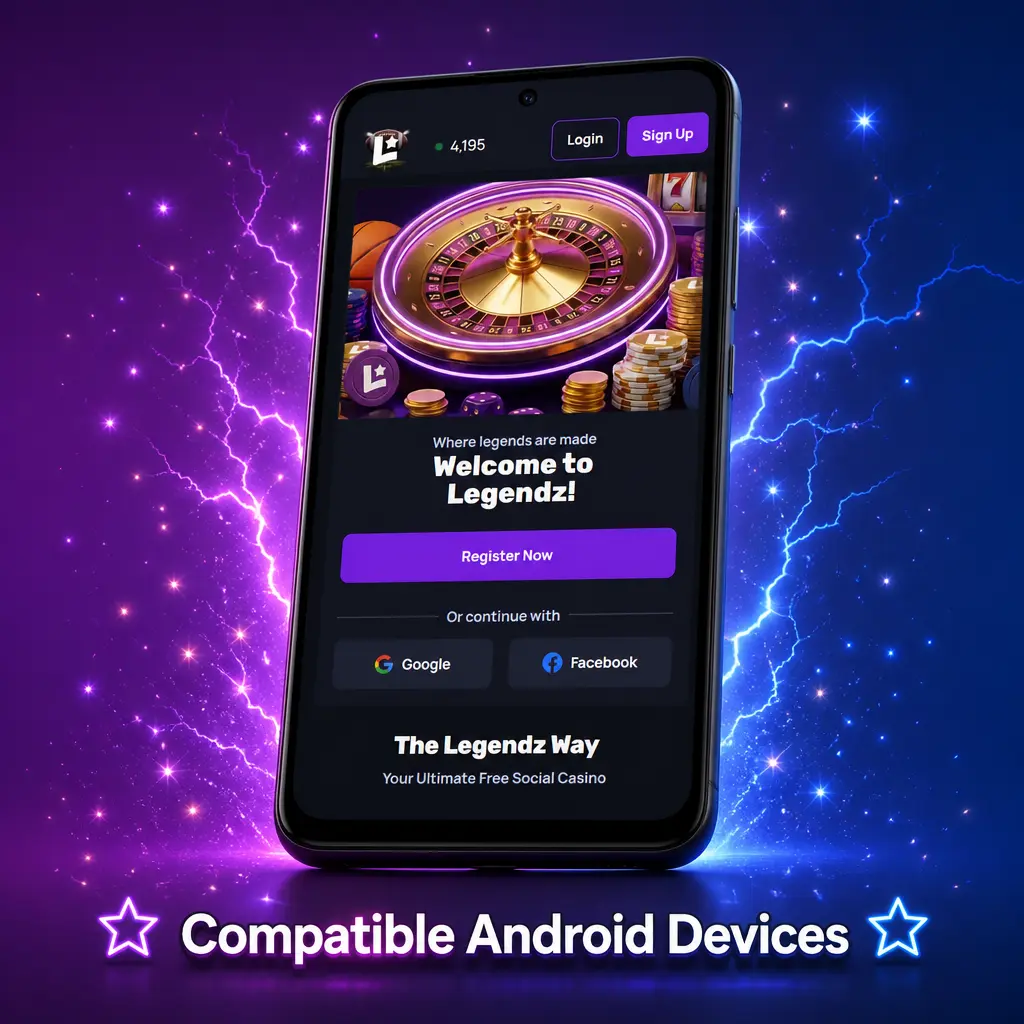 Legendz Casino app running on a compatible Android device