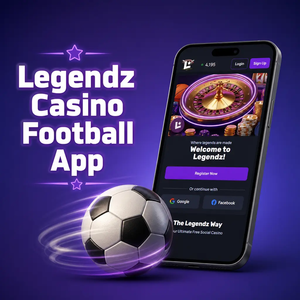 Legendz Casino football app on a smartphone