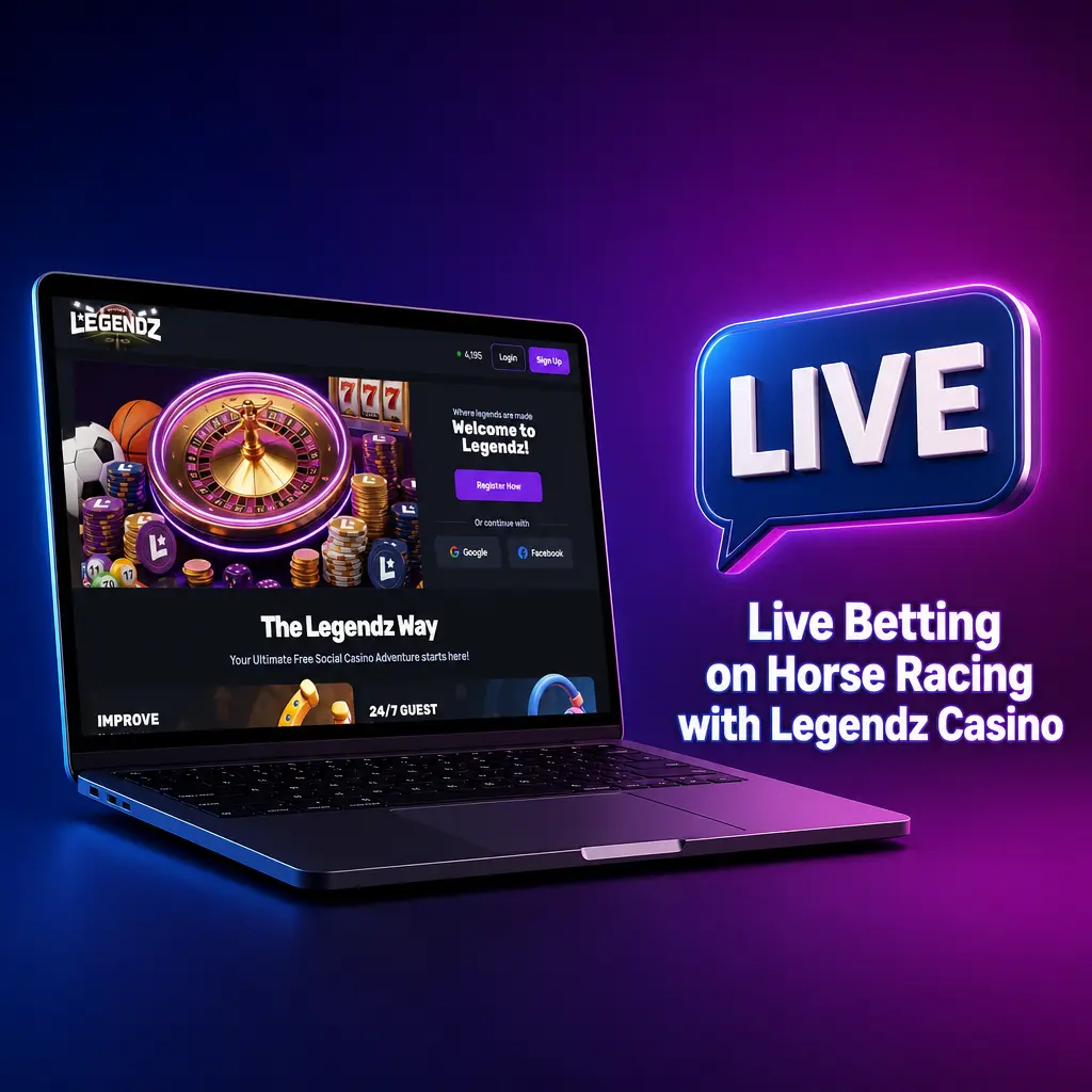 Live horse racing odds board at Legendz Casino