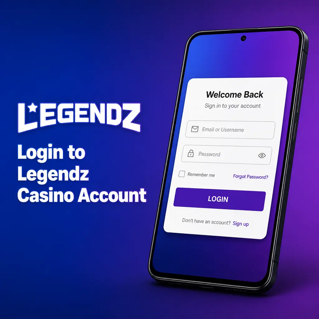 Legendz Casino login screen on desktop
