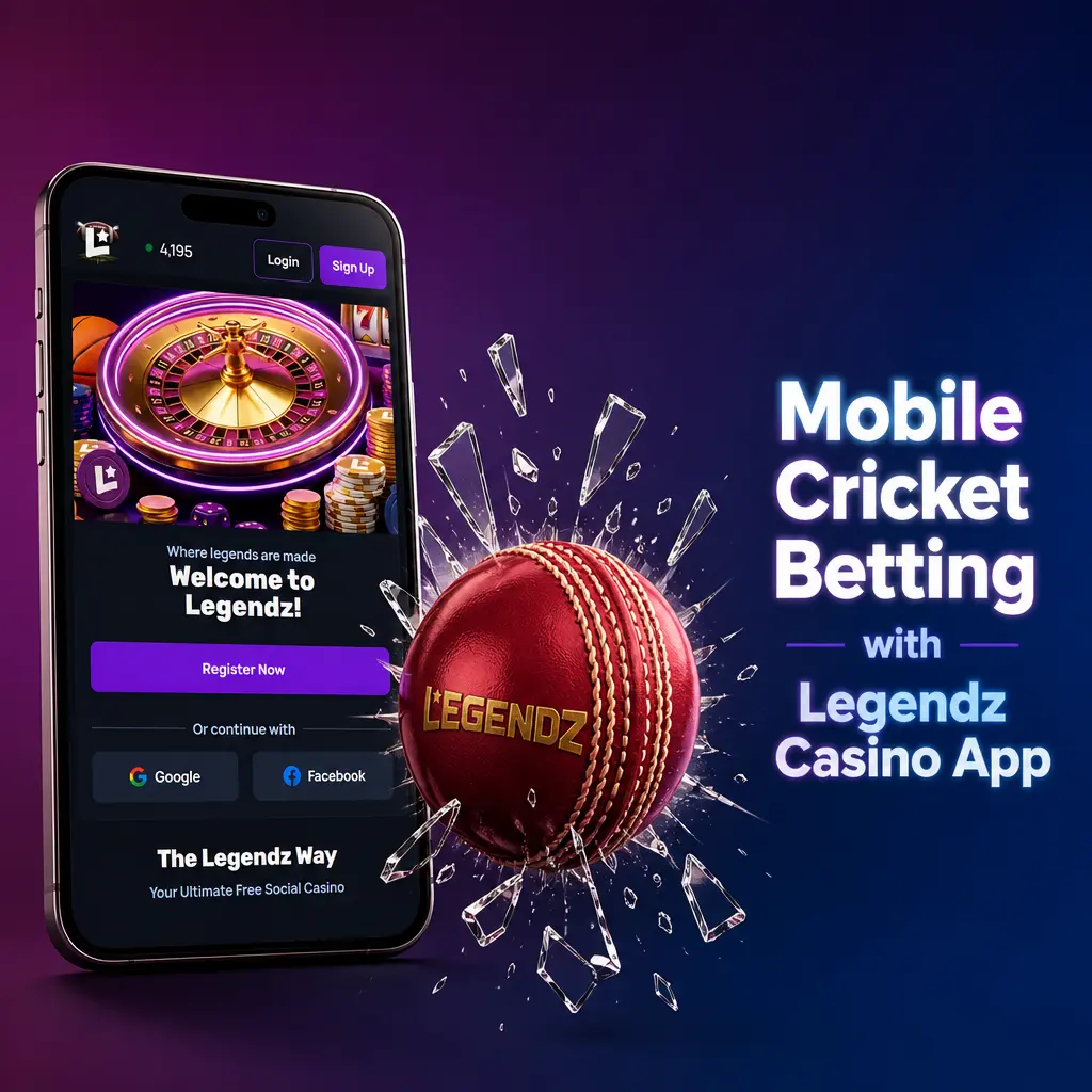 Legendz Casino cricket betting app on a mobile phone