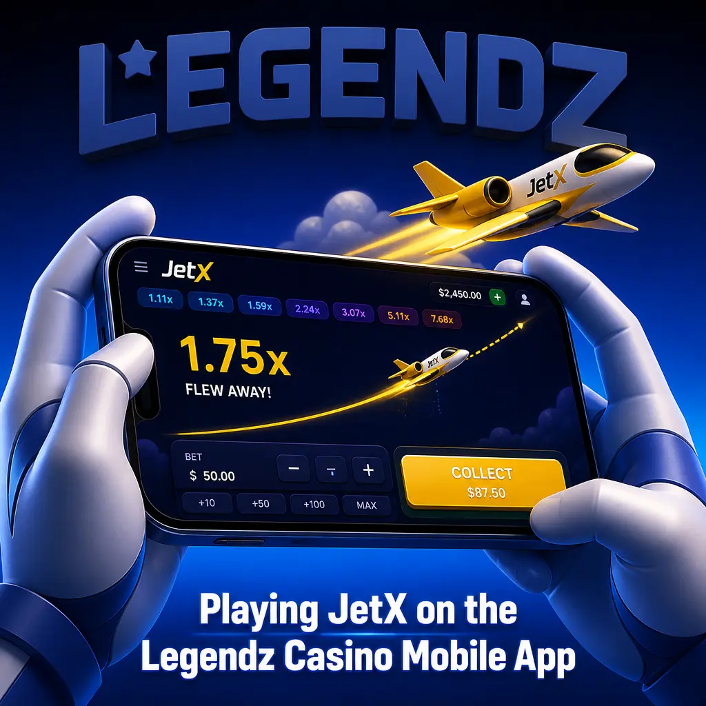 Playing JetX on the Legendz Casino mobile app for Android, iOS, and browser with Gold Coins and Sweeps Coins access